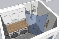DOUCHE ET MEUBLE LAVEUSE-SÉCHEUSE 3D